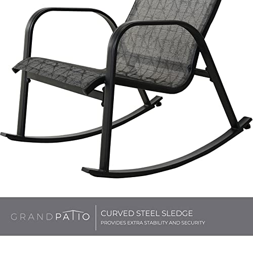 Grand patio Outdoor Mesh Sling Rocking Chair, Steel Rocker Chair Seating Outside for Front Porch, Garden, Patio, Backyard (Black&Grey Plaid 1PC)