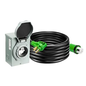 50 Amp Generator Cord 25FT and Waterproof Power Inlet Box Combo Kit, NEMA 14-50P to SS2-50R Generator Extension Cable with NEMA SS2-50P Generator Inlet, ETL Listed
