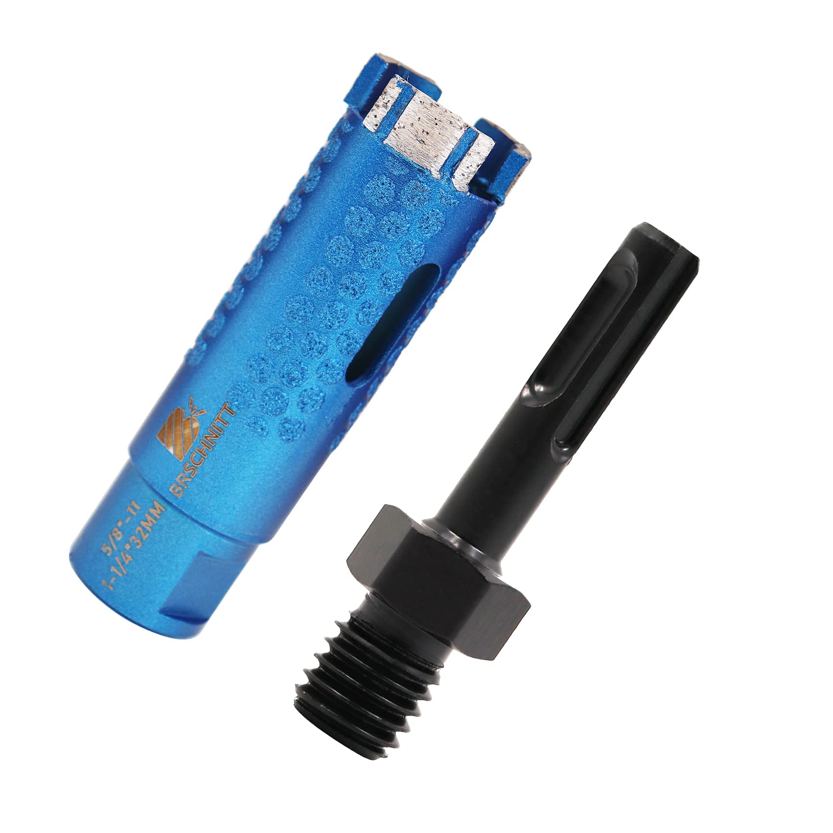 Diamond Core Drill Bit,BRSCHNITT Laser Welded Diamond Hole Saw with 5/8-11 Thread for Granite Marble Solid Block Stone Reinforced Concrete,Dry or Wet Drilling