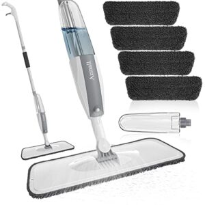 spray microfiber mop for floor cleaning - dust dry wet mop with 4 reusable refillable washable chenille mop head replacement pads for commercial and home kitchen hardwood laminate vinyl tile floor mop