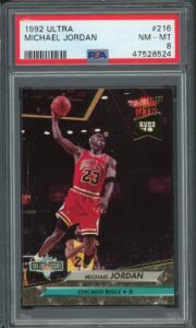 michael jordan 1992 fleer ultra basketball card #216 graded psa 8