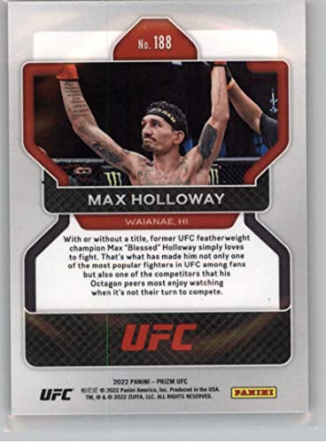 2022 Panini Prizm UFC #188 Max Holloway Official MMA Trading Card in Raw (NM or Better) Condition