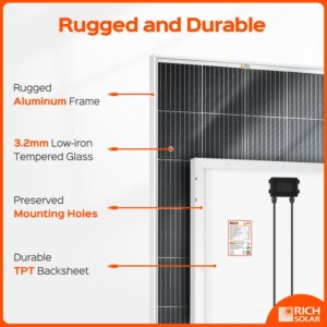 RICH SOLAR 400 Watt 12V Solar Kit Contains 2 high Efficiency 200W Monocrystalline Panels with 9 busbars and Our 40A MPPT Controller