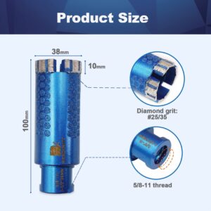Diamond Core Drill Bit,Adapter，BRSCHNITT 1-1/2 Inch Laser Welded Diamond Hole Saw for Granite Marble Solid Block Stone Reinforced Concrete,Dry or Wet Drilling (38mm)