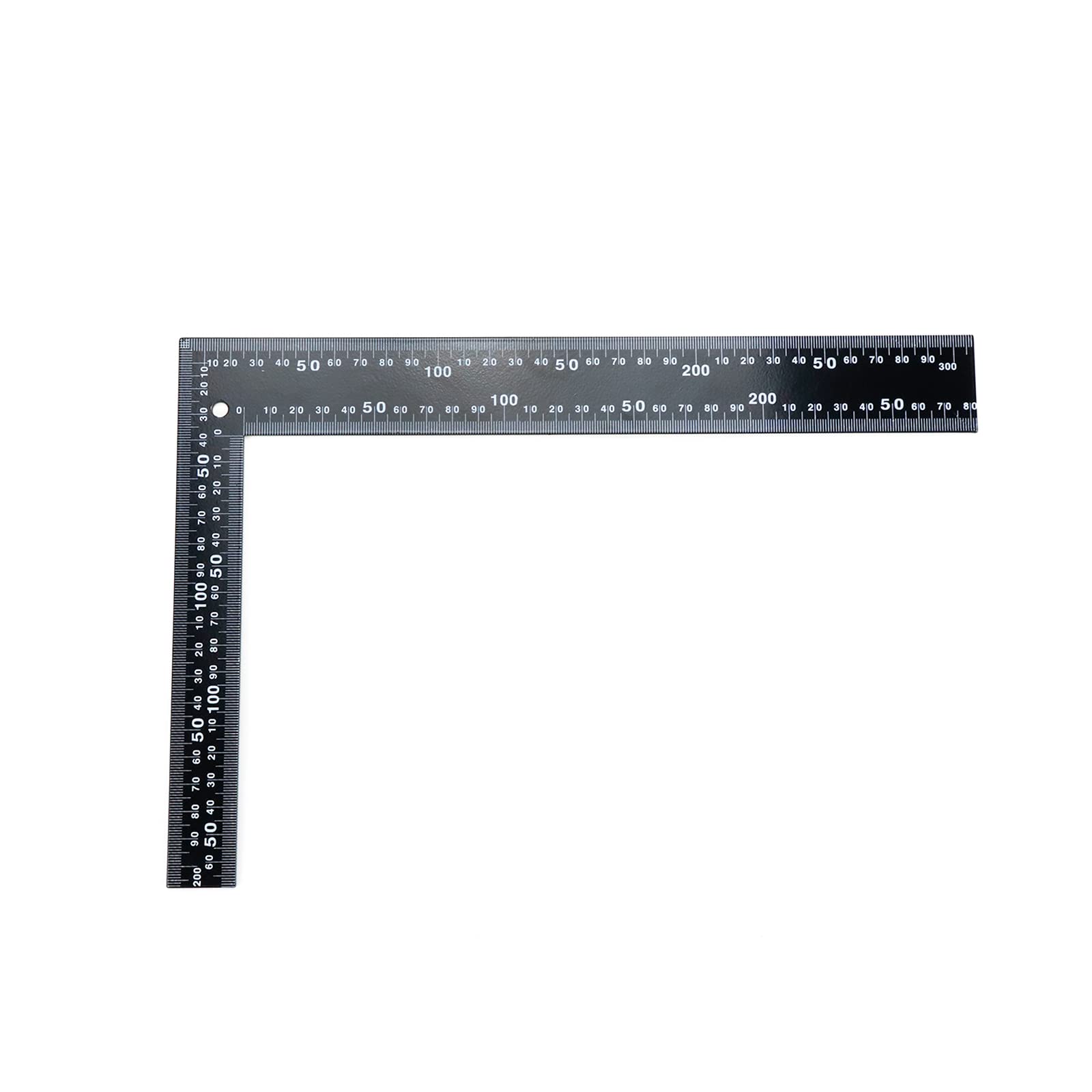 Meprotal Stainless Steel 90 Degree Angle Measuring Square Ruler L-Shaped Woodworking Measuring Wood Tool 150×300mm (Black)