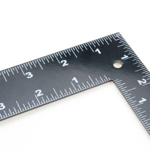 Meprotal Stainless Steel 90 Degree Angle Measuring Square Ruler L-Shaped Woodworking Measuring Wood Tool 150×300mm (Black)
