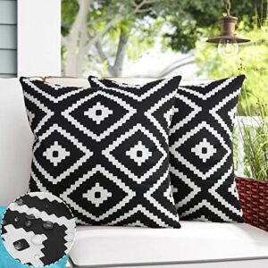 adabana outdoor waterproof boho pillow covers 18x18 decorative black and white outdoor throw pillows cover for patio furniture pack of 2