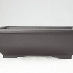 Calibonsai 4 Sets Rectangular Plastic Bonsai Training Pot, Cactus & Succulent Planter + Tray 10''x 7.5''x 3'' - Dark Brown