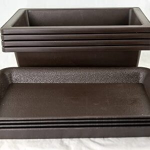 Calibonsai 4 Sets Rectangular Plastic Bonsai Training Pot, Cactus & Succulent Planter + Tray 10''x 7.5''x 3'' - Dark Brown