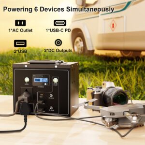 Portable Power Station for Camping: enelong Electric Solar Generator with AC & DC Outlet,294Wh Backup Lithium Battery Pack quiet with 2 USB,Rechargeable Bank Supply for CPAP RV Home Emergency