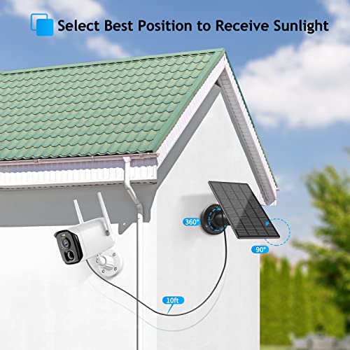 Solar Panel for Solar Battery Outdoor Security Camera, Waterproof with 10ft Charging Cable, 5V Micro USB Port