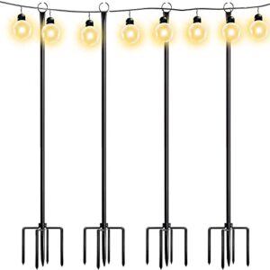 walensee string light poles with hook outdoor metal lighting pole for hanging string lights for garden party 9.4ft lights hanger with 5-prong fork steel stand holder for patio christmas wedding