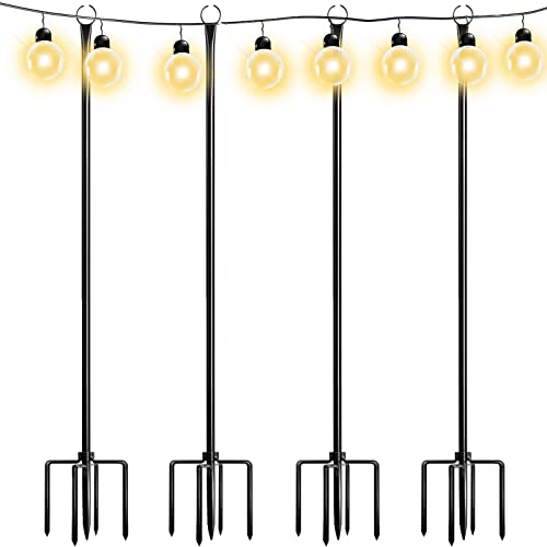 Walensee String Light Poles with Hook Outdoor Metal Lighting Pole for Hanging String Lights for Garden Party 9.4FT Lights Hanger with 5-Prong Fork Steel Stand Holder for Patio Christmas Wedding