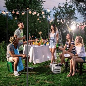 Walensee String Light Poles with Hook Outdoor Metal Lighting Pole for Hanging String Lights for Garden Party 9.4FT Lights Hanger with 5-Prong Fork Steel Stand Holder for Patio Christmas Wedding