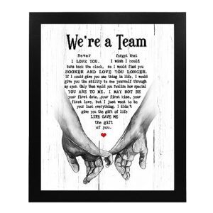 We're A Team- Wedding Vows Quotes Wall Art Decor, Inspirational Love & Marriage Wall Print, Ideal For Romantic Wedding Decor & Makes Great Anniversary Gift For Newlyweds, & Couples. Unframed-8x10"