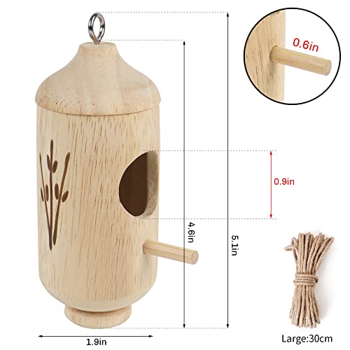 Hummingbird House for Outside Hanging for Nesting,Wooden Humming Bird Nest 3 Pcs with Hemp Ropes (Type B)