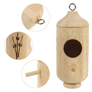 Hummingbird House for Outside Hanging for Nesting,Wooden Humming Bird Nest 3 Pcs with Hemp Ropes (Type B)