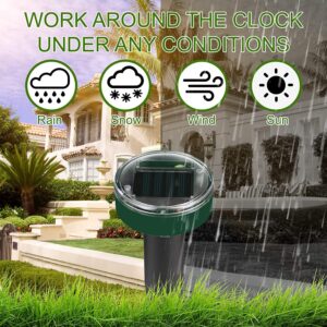 JL JIA LE Solar Mole Repellent 8 Pack Outdoor Ultrasonic Gopher Control Spikes Waterproof Sonic Device Ultrasonic Gopher Repellent