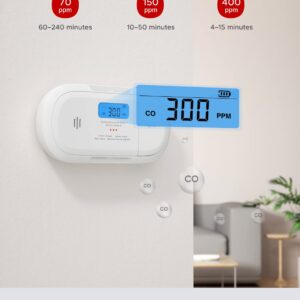 X-Sense Carbon Monoxide Detector Alarm with Digital LCD Display, CO Detector Alarm with 5-Year Replaceable Battery and Peak Value Memory, XC04-R