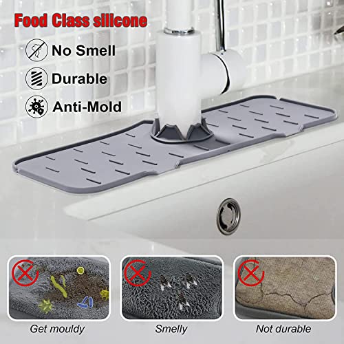 Actoridae Sink Faucet Mat for Kitchen Sink Splash Guard Countertop Protection Soft Rubber Drying Pad 2mm Thick Stable Flat Suit for 2.5" Single Sink Splash Guard Single Hole Silicone