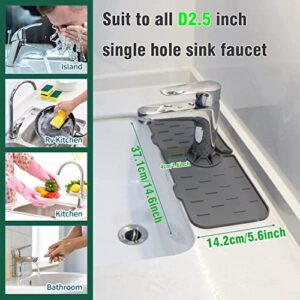 Actoridae Sink Faucet Mat for Kitchen Sink Splash Guard Countertop Protection Soft Rubber Drying Pad 2mm Thick Stable Flat Suit for 2.5" Single Sink Splash Guard Single Hole Silicone