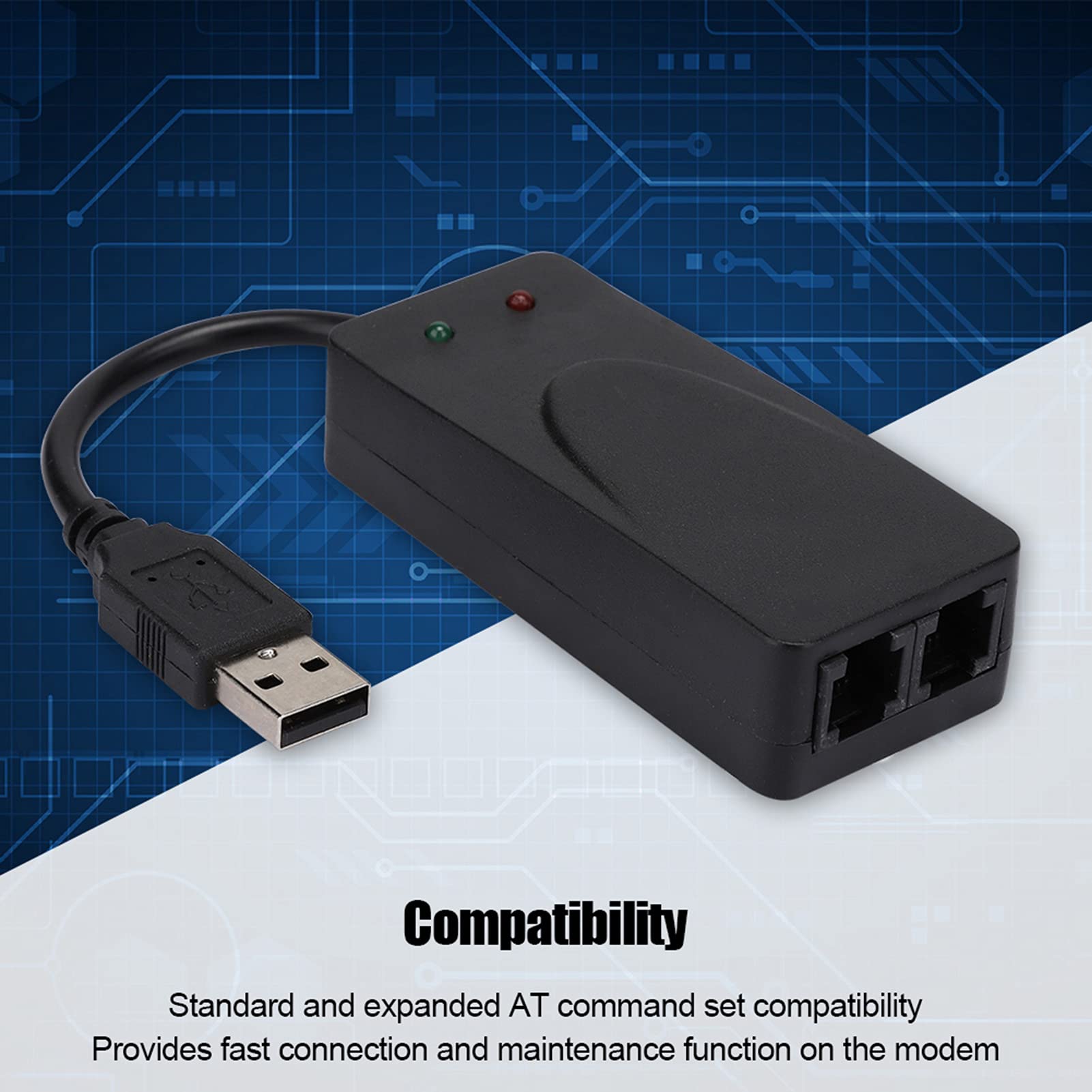 Fax Modem, Convenient External USB 2.0 56K Modem with Compatible at and Extended at Command Sets for Win 7/Win 8/Win 10/Win XP