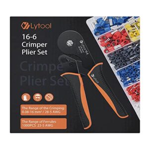 Ferrule Crimping Tool Kit, Lytool Wire Crimper Pliers (AWG28-5/0.08-16mm²), Wire Ferrule Kit with Hexagonal Ferrule Crimper and 1000PCS Ferrule Connectors Wire Ferrules Terminals Kit