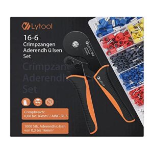 Ferrule Crimping Tool Kit, Lytool Wire Crimper Pliers (AWG28-5/0.08-16mm²), Wire Ferrule Kit with Hexagonal Ferrule Crimper and 1000PCS Ferrule Connectors Wire Ferrules Terminals Kit