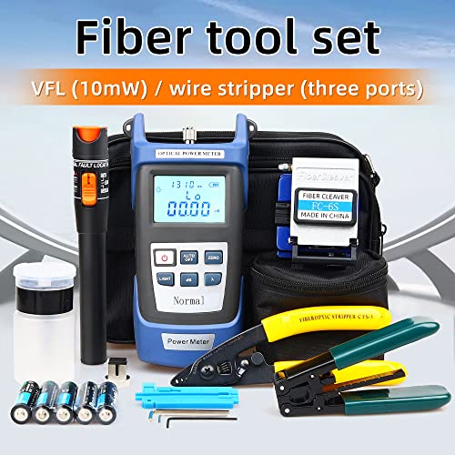 Wokyo FTTH Fiber Optic Termination Tool Kit, Fiber Optical Cable Cold Connection Tool Kit w/FC-6S Fiber Cleaver 10mW Visual Fault Locator Optical Power Meter for CATV Engineering