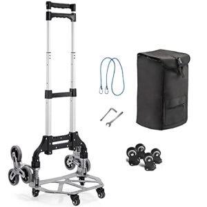 stair climbing hand truck grocery shopping cart with 6 mute +4 small wheels, folding trolley with wheels removable waterproof canvas bag, aluminum alloy luggage package delivery