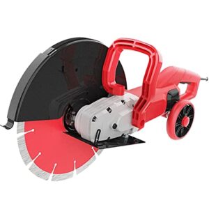 vicsec 110v 6800w electric concrete saw 14" wet/dry circular saw with 135 saw blade and rolling pulley masonry cutting tool for granite, porcelain, wood,concrete, stone, etc.