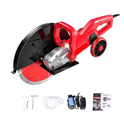 VICSEC 110V 6800W Electric Concrete Saw 14" Wet/Dry Circular Saw with 135 Saw Blade and Rolling Pulley Masonry Cutting Tool for Granite, Porcelain, Wood,Concrete, Stone, etc.