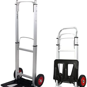 Hand Truck Dolly Aluminum Heavy Duty Hand Truck with 6" Wheels 220 lb Capacity for Delivery, Carrying