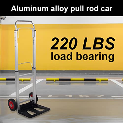 Hand Truck Dolly Aluminum Heavy Duty Hand Truck with 6" Wheels 220 lb Capacity for Delivery, Carrying