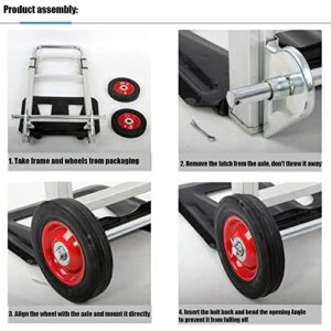 Hand Truck Dolly Aluminum Heavy Duty Hand Truck with 6" Wheels 220 lb Capacity for Delivery, Carrying