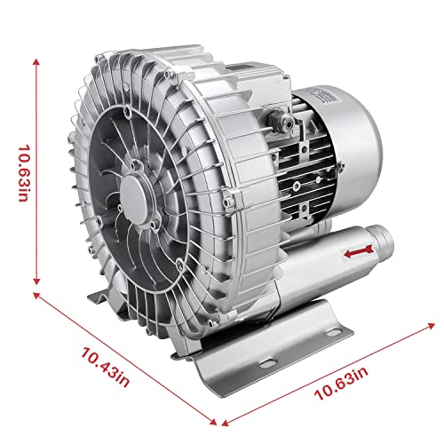 Byjoph 0.6HP Regenerative Blower, 41CFM 110V 60Hz Single Phase, High-Pressure Vortex Ring Blower, Industrial Vacuum Pump for Air Blowing Or Suction for Sewage Aeration Aquarium Fish Pond, Silver