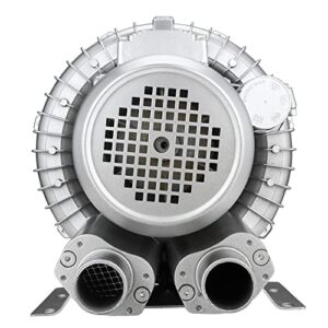 Byjoph 0.6HP Regenerative Blower, 41CFM 110V 60Hz Single Phase, High-Pressure Vortex Ring Blower, Industrial Vacuum Pump for Air Blowing Or Suction for Sewage Aeration Aquarium Fish Pond, Silver