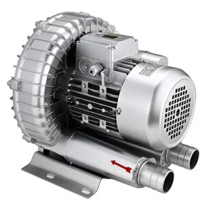 Byjoph 0.6HP Regenerative Blower, 41CFM 110V 60Hz Single Phase, High-Pressure Vortex Ring Blower, Industrial Vacuum Pump for Air Blowing Or Suction for Sewage Aeration Aquarium Fish Pond, Silver