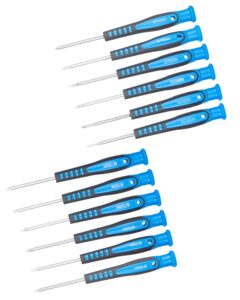 rotation 12-piece precision screwdriver set, phillips, slotted, torx star, magnetic screwdriver repair tool kit, non-slip grip, swivel end cap, for eyeglass, watch, computer, laptop, phone