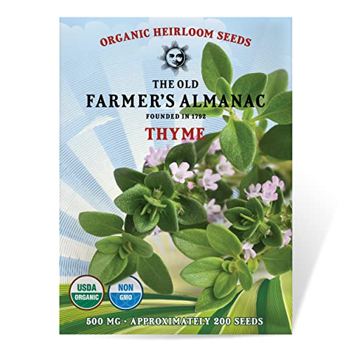 The Old Farmer's Almanac Organic Thyme Seeds - Approx 160 Seeds - Certified Organic, Non-GMO, Open Pollinated, Heirloom