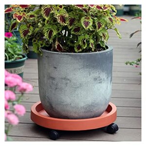 jinyi2016SHOP Furniture Wooden Display Stands Round Plant Caddy Resin Plant Caddies Heavy Duty 9 Inch Round Plant Stand with Wheels Indoor Outdoor On Roller Patio/Flower Pot Teapot Vase Bonsai Base