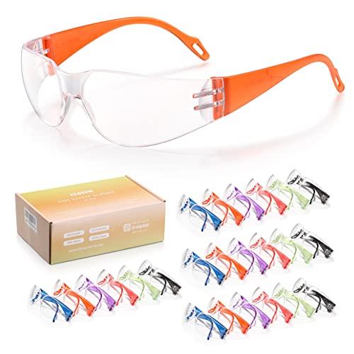 ELSISM 24 Pack Kids Safety Glasses in 6 Colors, UV Protection Eyewear for Children, Impact & Ballistic Resistant Protective Goggles with ANSI Z87+ Standards, for Science/Nurf Party/School/Landscaping