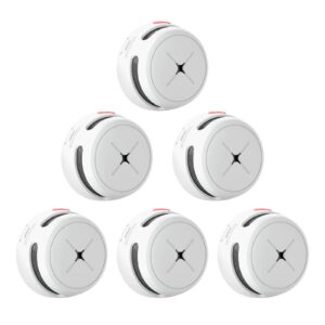 aegislink smoke detector 10-year battery with test/silence button, fire alarm with photoelectric sensor, low battery warning, s500 (independent, 6-pack)
