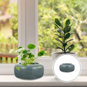 NOLITOY Round Ceramic Planter Cylinder Vases Ceramic Succulent Pots Flower Planter Pot Vintage Hhydroponic Container Bonsai for Home Office Table Living Room Blue Fish Bowl