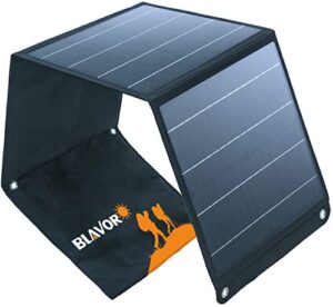 blavor portable solar panel, 30w solar panel charger compatible with solar generators, iphone, ipad, laptop, solar battery charger with qc3.0 24w & dc18v1.6a output for outdoor rv camping