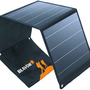 BLAVOR Portable Solar Panel, 30W Solar Panel Charger Compatible with Solar Generators, iPhone, Ipad, Laptop, Solar Battery Charger with QC3.0 24W & DC18V1.6A Output for Outdoor RV Camping