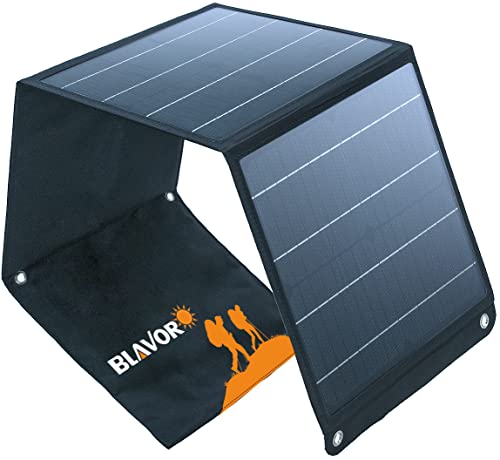 BLAVOR Portable Solar Panel, 30W Solar Panel Charger Compatible with Solar Generators, iPhone, Ipad, Laptop, Solar Battery Charger with QC3.0 24W & DC18V1.6A Output for Outdoor RV Camping