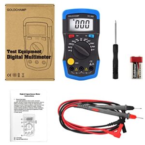 GOLDCHAMP Digital Multimeter Capacitance Meter 200pF-20mF Meter Capacitor Handheld Multimeter Tester with Multi Testers Manual Range Measure Tool, Back Light, Data Hold