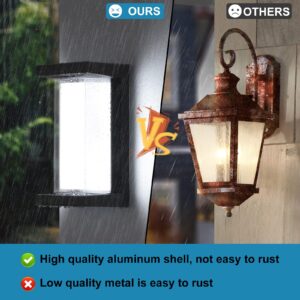 BIRITALO Exterior Porch Light 18W 6000K Modern Porch Light 1800LM Black Wall Mount Outdoor Sconce Light Double-Layer Cover Waterproof for Garage Hallway Backyard Garden