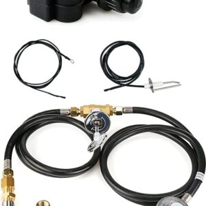 Uniflasy Fire Pit Installation Kit for Propane Connection, Come with 1/2 Key Valve Air Mixer Valve Regulator Hose, Ignition Kit with 2 Outlet and Ground Wire